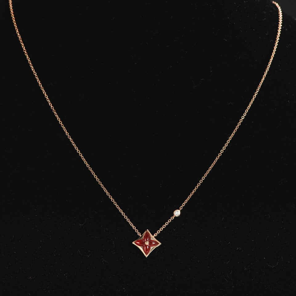 Mystic STAR NECKLACE PINK GOLD 1 DIAMOND