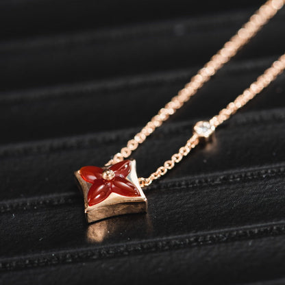 Mystic STAR NECKLACE PINK GOLD 1 DIAMOND
