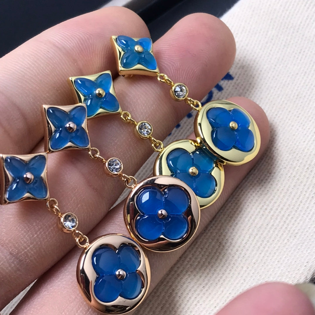 Mystic STAR AND SUN AGATE DIAMOND EARRINGS
