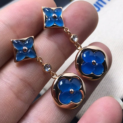 Mystic STAR AND SUN AGATE DIAMOND EARRINGS