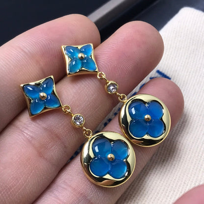 Mystic STAR AND SUN AGATE DIAMOND EARRINGS
