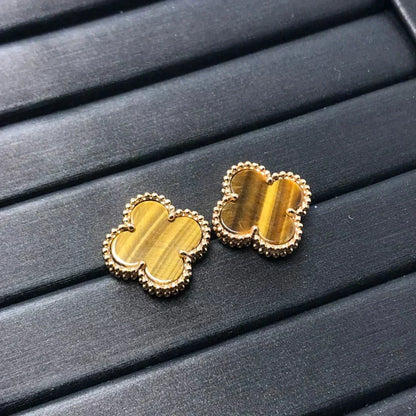 Mystic CLOVER MEDIUM 1 MOTIFS TIGER EYE EARRINGS