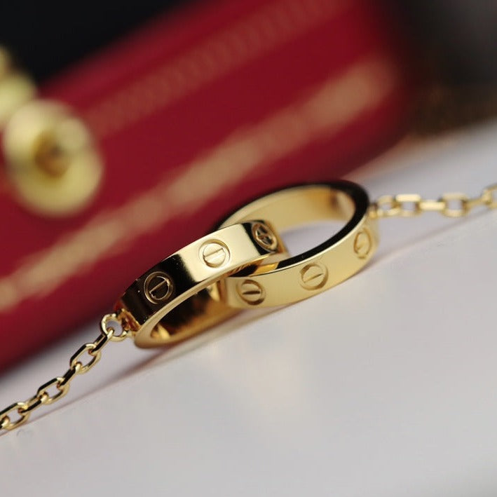 Mystic LOVE NECKLACE DOUBLE RING GOLD