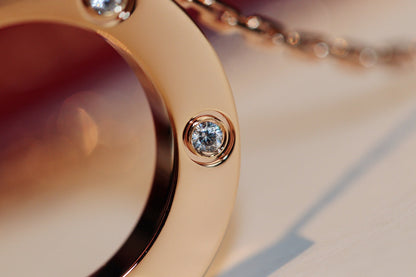 Mystic LOVE NECKLACE 16MM 6 DIAMONDS PINK GOLD