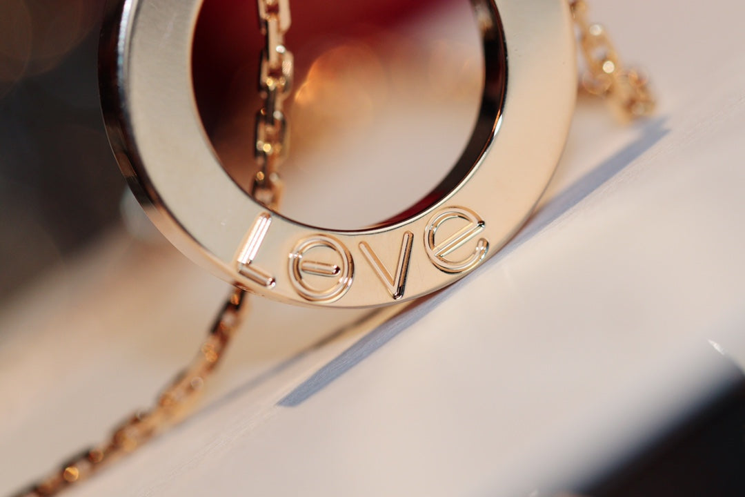 Mystic LOVE NECKLACE 16MM 6 DIAMONDS PINK GOLD