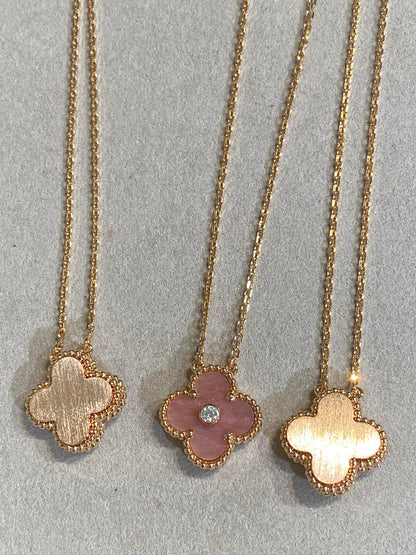 Mystic CLOVER 15MM DIAMOND RHODONITE NECKLACE
