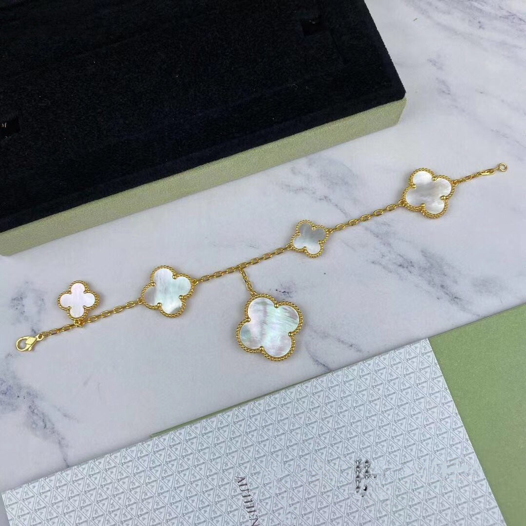 Mystic MAGIC CLOVER MOP GOLD BRACELET 5 MOTIFS