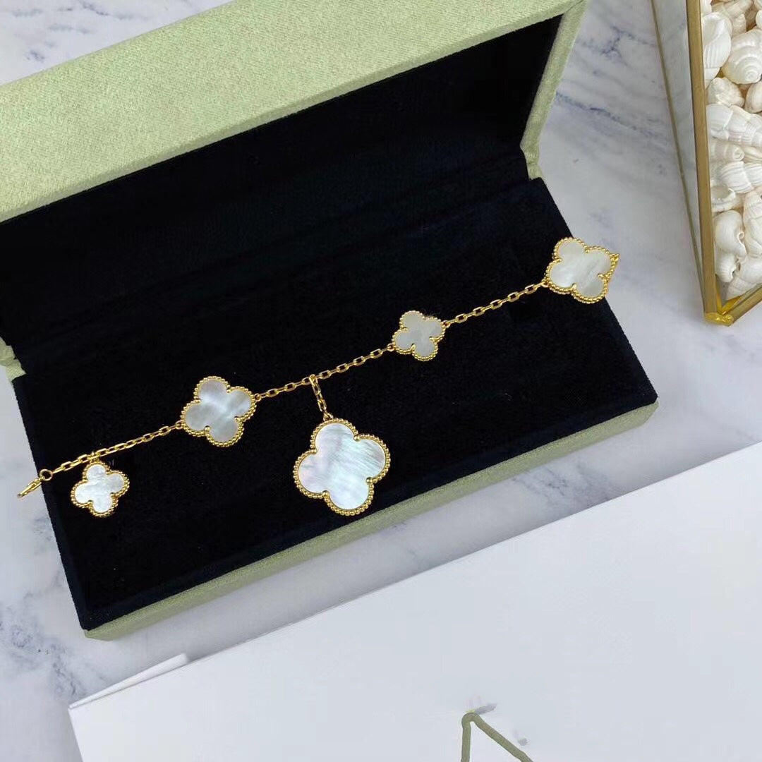 Mystic MAGIC CLOVER MOP GOLD BRACELET 5 MOTIFS
