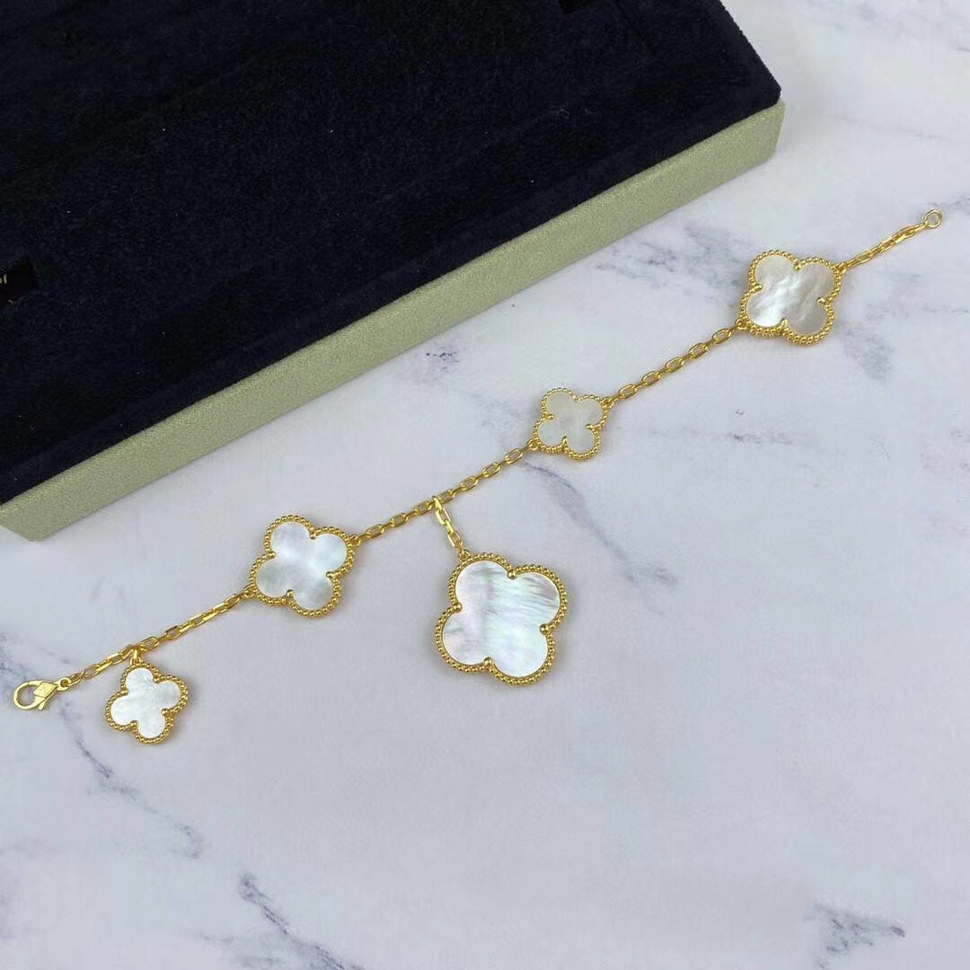 Mystic MAGIC CLOVER MOP GOLD BRACELET 5 MOTIFS