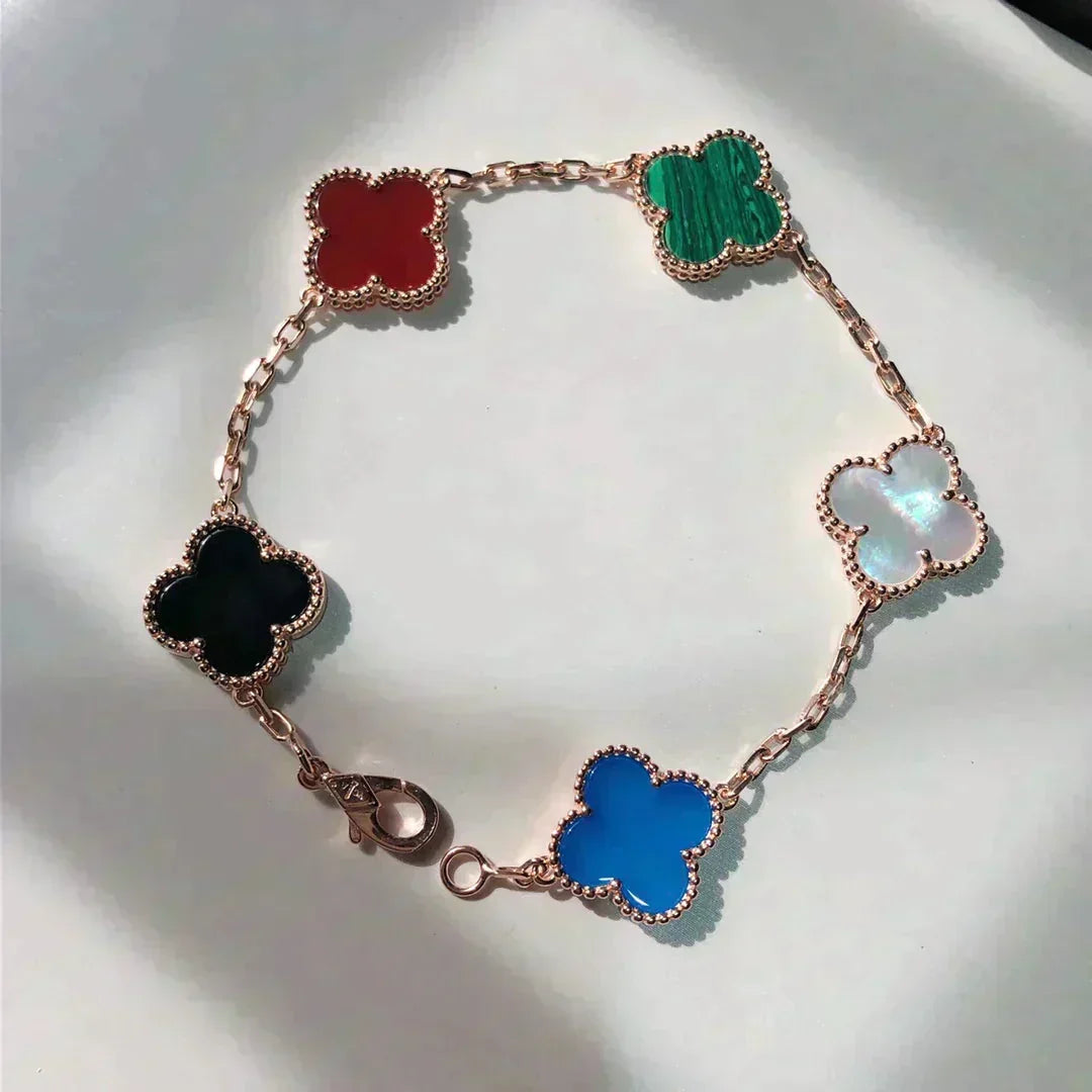 [Mystic ]New CLOVER 5 MOTIFS MULTICOLOR BRACELET
