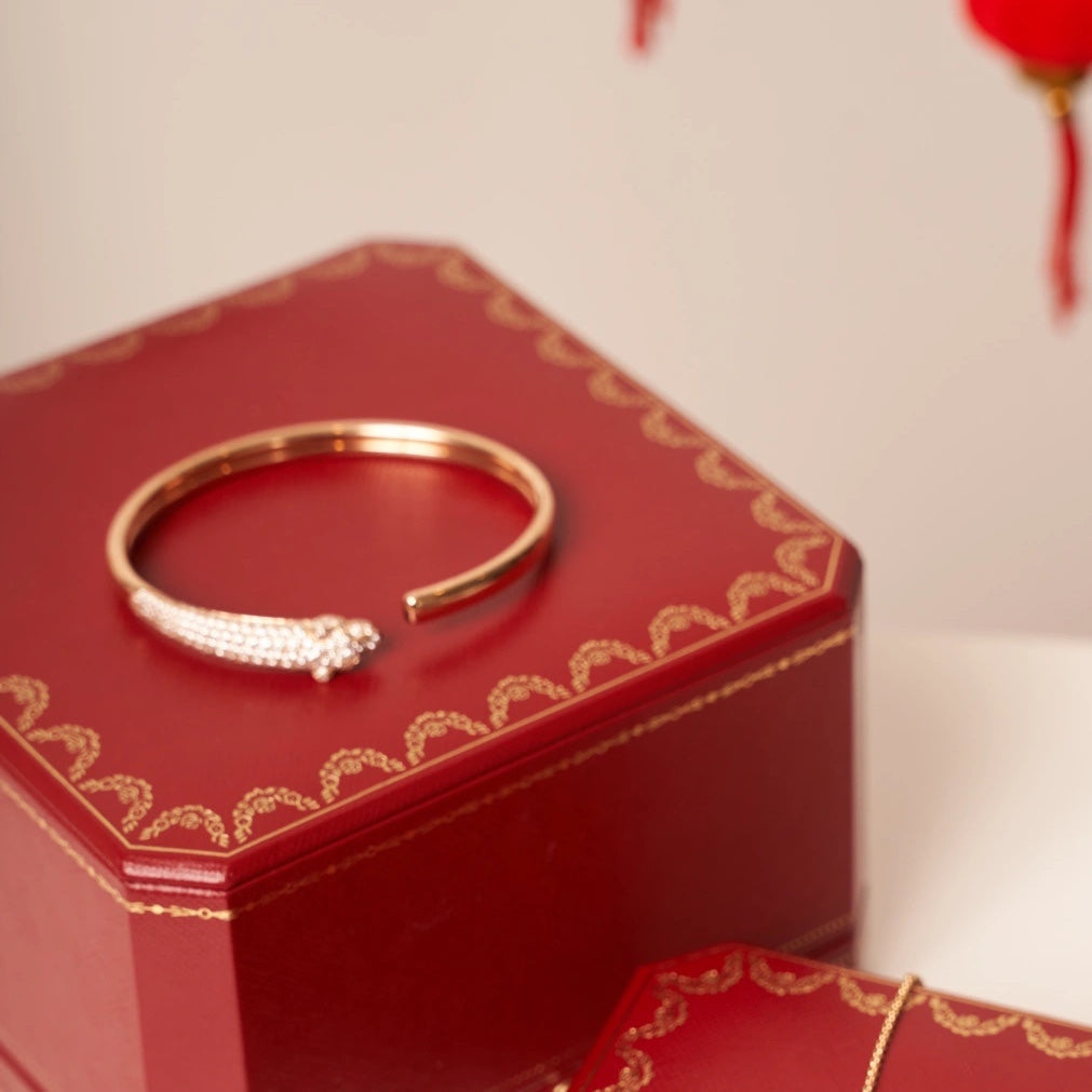 Mystic PANTHERE ROSE GOLD DIAMOND OPEN BRACELET