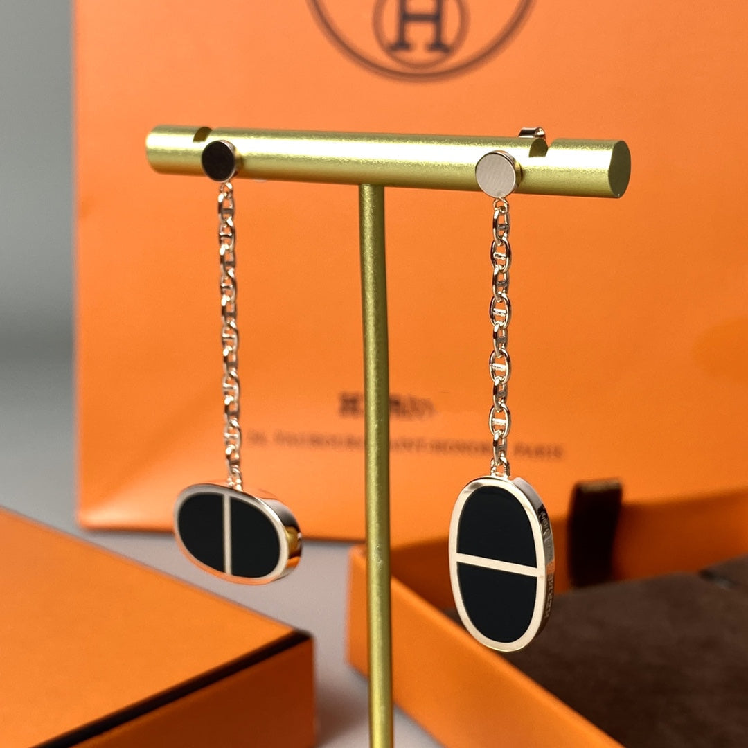 Mystic CHAINE VERSO BLACK CERAMIC EARRINGS