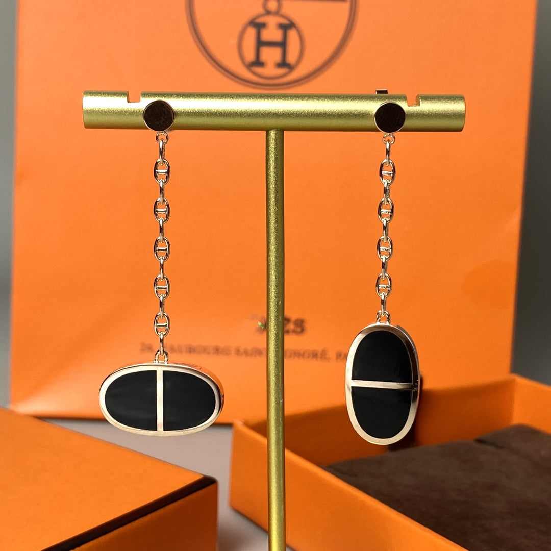 Mystic CHAINE VERSO BLACK CERAMIC EARRINGS