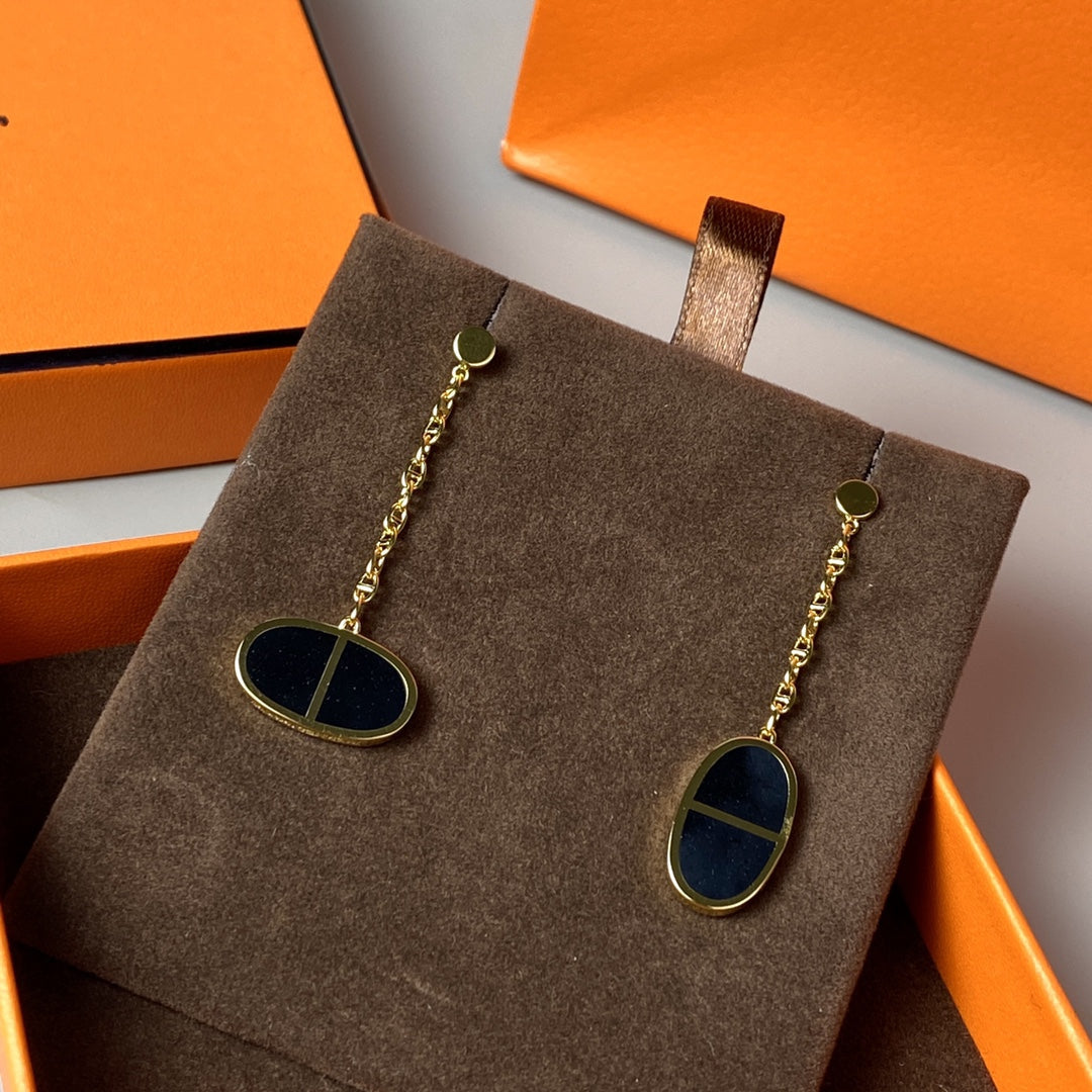 Mystic CHAINE VERSO BLACK CERAMIC EARRINGS