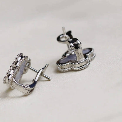 Mystic CLOVER MEDIUM 1 MOTIFS  WHITE MOP EARRINGS SILVER