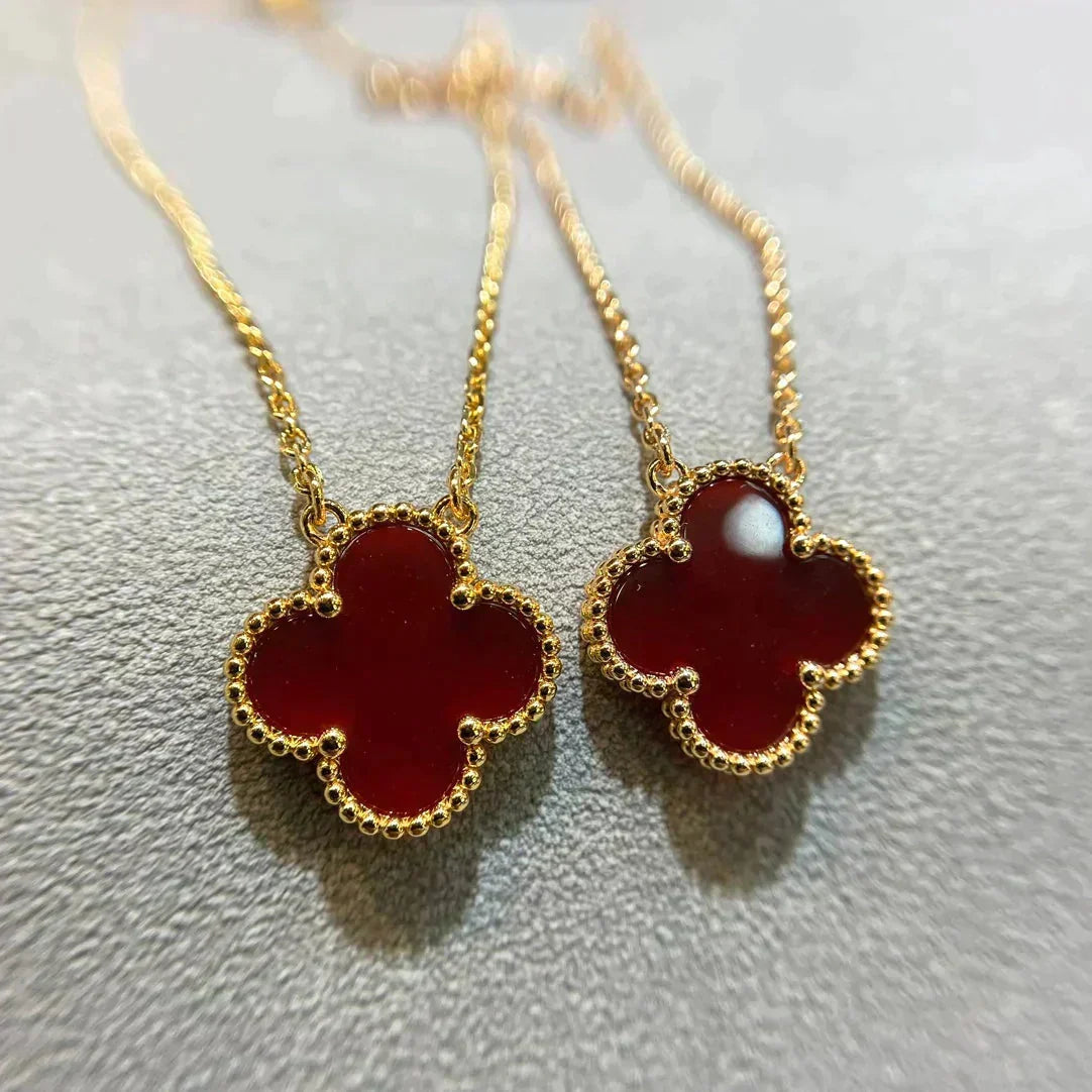 Mystic CLOVER 15MM CARNELIAN SINGLE FLOWER NECKLACE