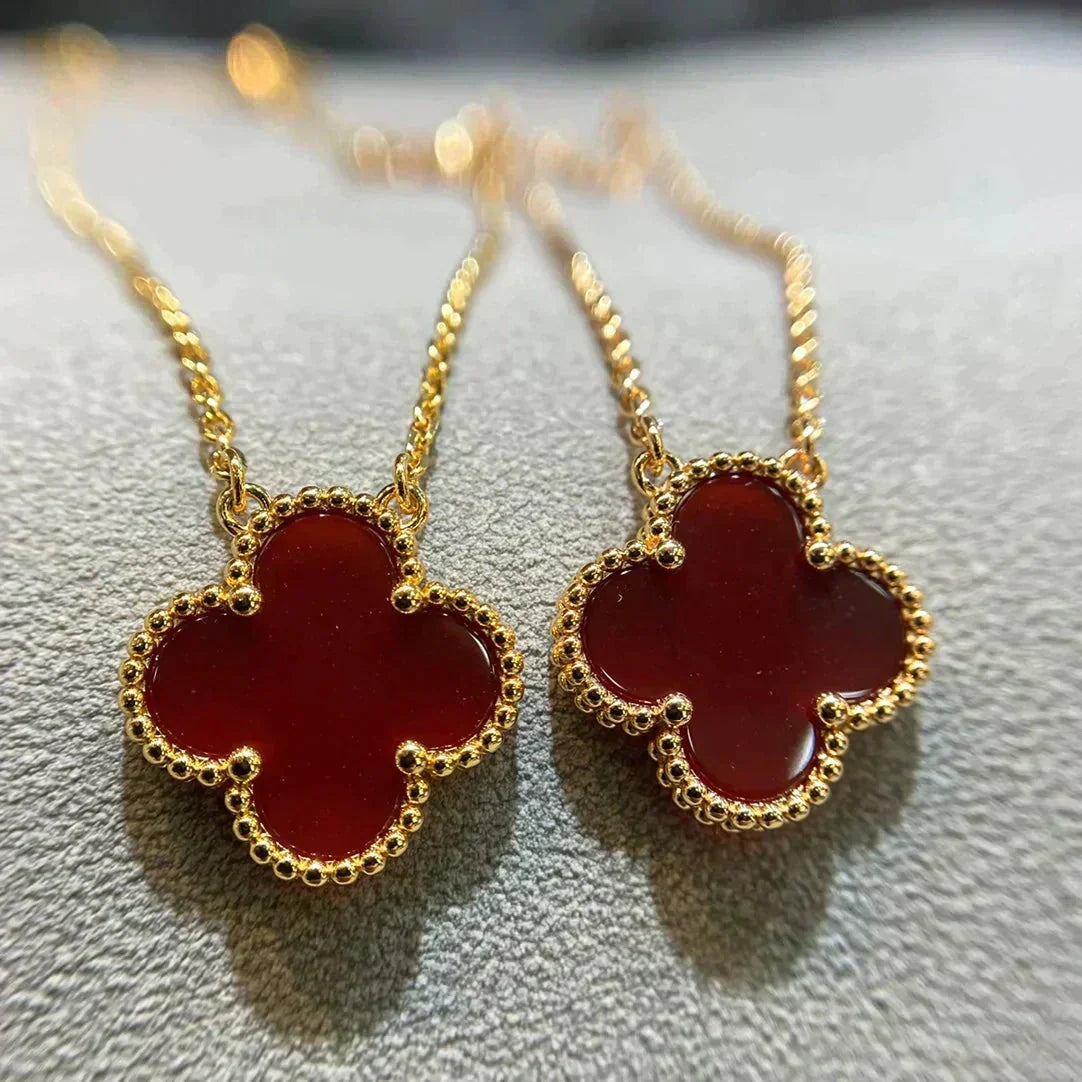 Mystic CLOVER 15MM CARNELIAN SINGLE FLOWER NECKLACE