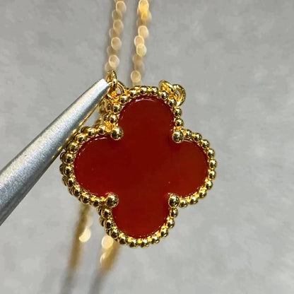 Mystic CLOVER 15MM CARNELIAN SINGLE FLOWER NECKLACE