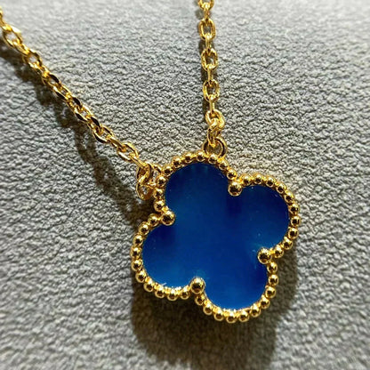 Mystic CLOVER 15MM BLUE AGATE NECKLACE