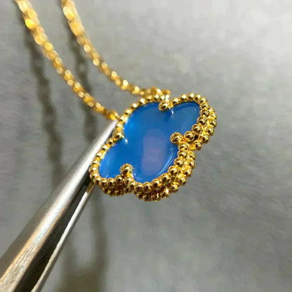Mystic CLOVER 15MM BLUE AGATE NECKLACE
