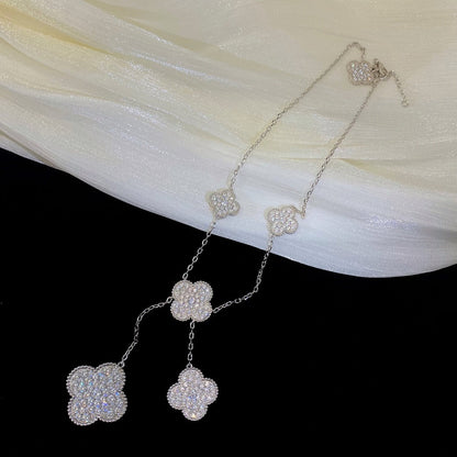 Mystic CLOVER 5 MOTIFS SILVER DIAMONDS NECKLACE