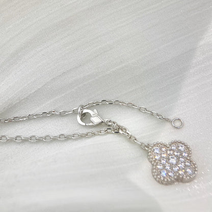 Mystic CLOVER 5 MOTIFS SILVER DIAMONDS NECKLACE