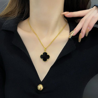 Mystic CLOVER 25MM NECKLACE GOLD ONYX