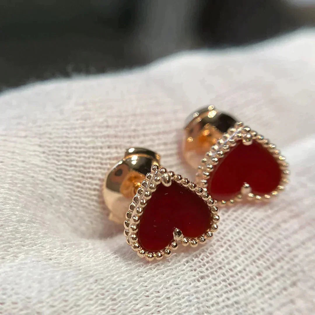 Mystic HEART CARNELIAN STUD EARRINGS