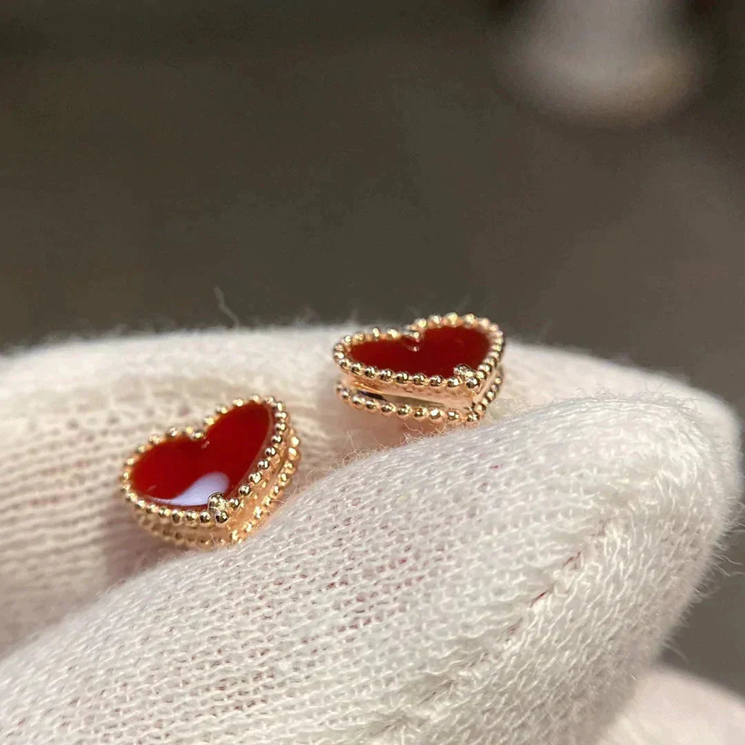 Mystic HEART CARNELIAN STUD EARRINGS