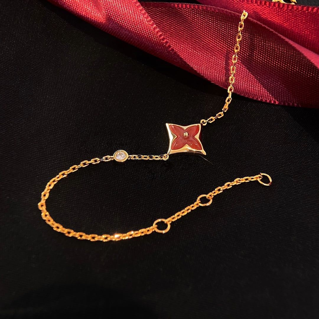 Mystic COLOR STAR CARNELIAN PINK GOLD DIAMOND BRACELET