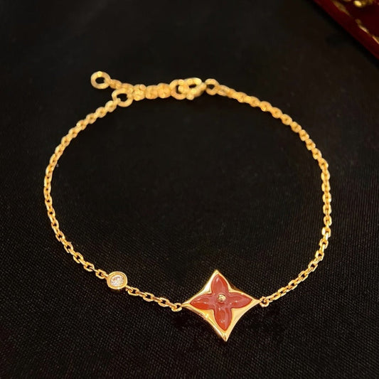 Mystic COLOR STAR CARNELIAN PINK GOLD DIAMOND BRACELET