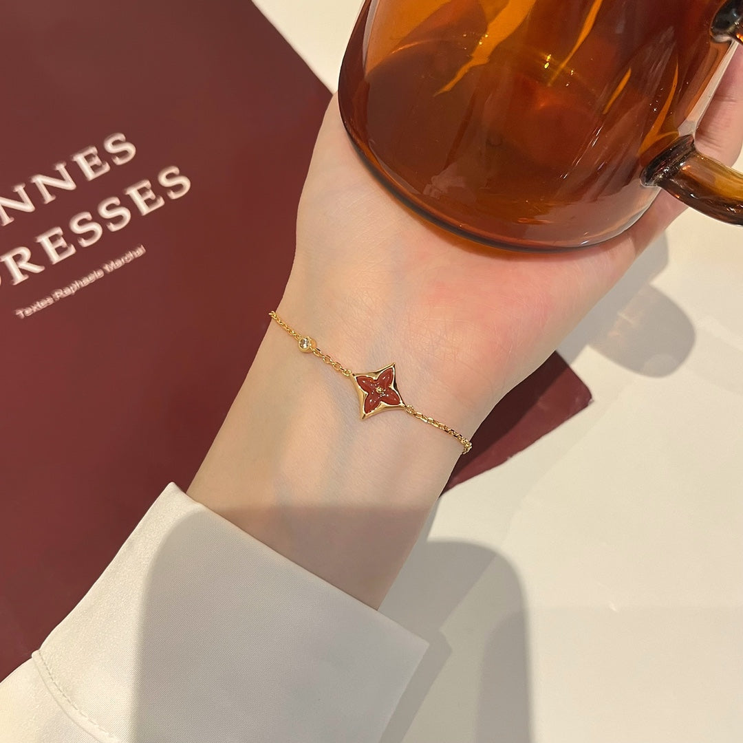 Mystic COLOR STAR CARNELIAN PINK GOLD DIAMOND BRACELET