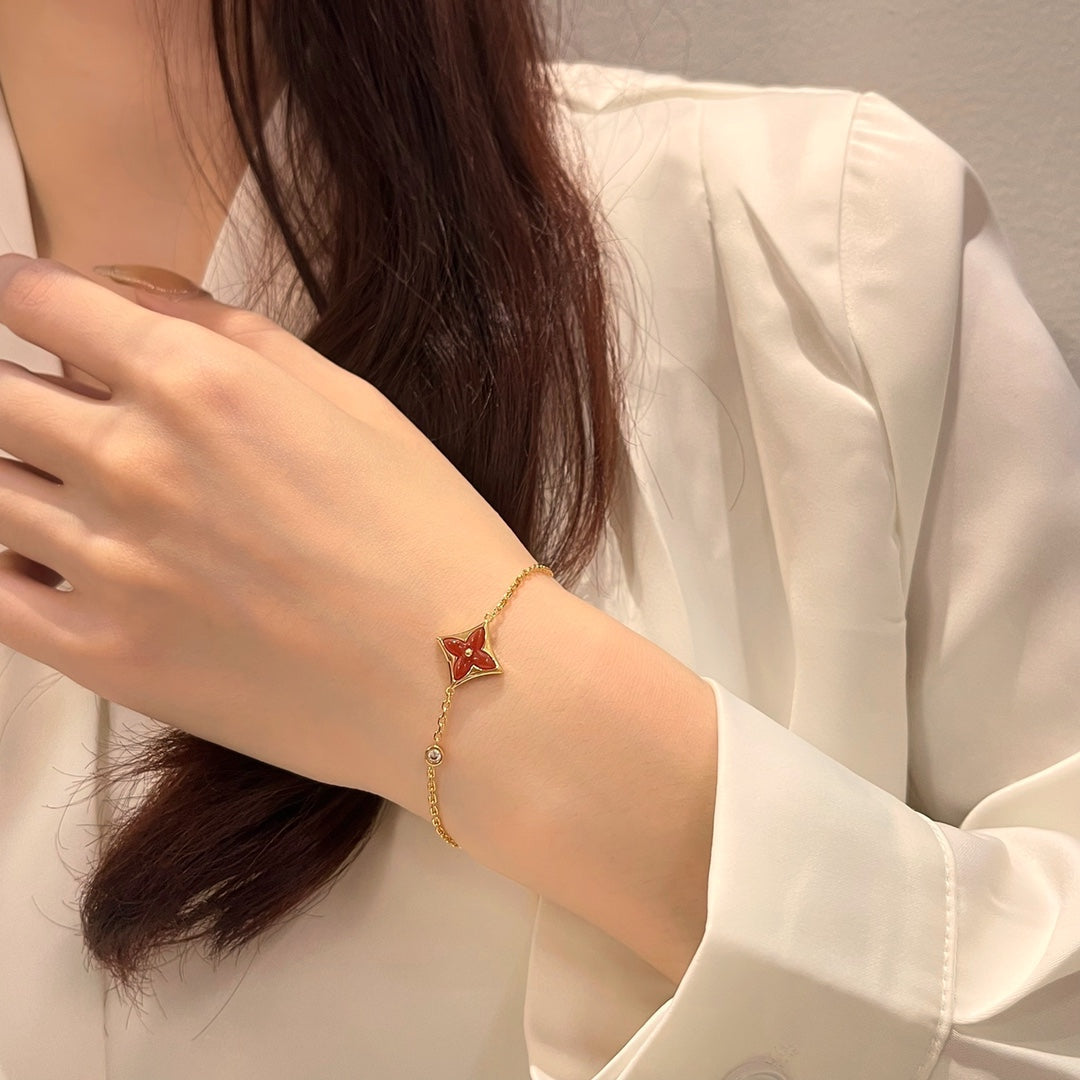 Mystic COLOR STAR CARNELIAN PINK GOLD DIAMOND BRACELET