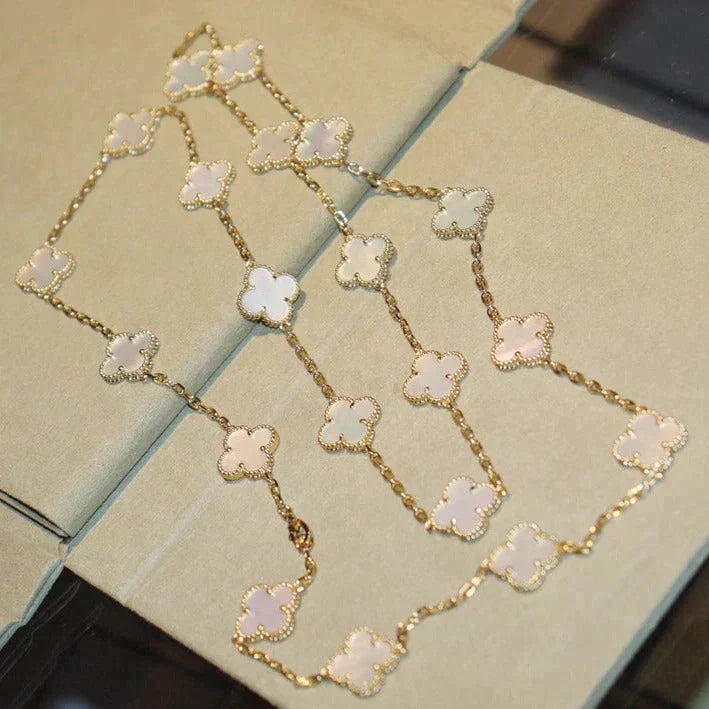 Mystic CLOVER 20 MOTIFS WHITE MOP NECKLACE