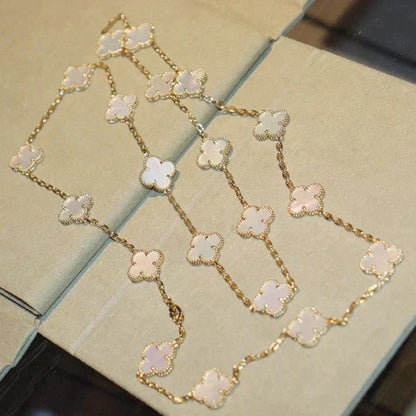 Mystic CLOVER 20 MOTIFS WHITE MOP NECKLACE