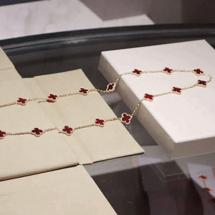 Mystic CLOVER 20 MOTIFS CARNELIAN NECKLACE