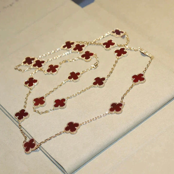 Mystic CLOVER 20 MOTIFS CARNELIAN NECKLACE