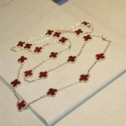 Mystic CLOVER 20 MOTIFS CARNELIAN NECKLACE