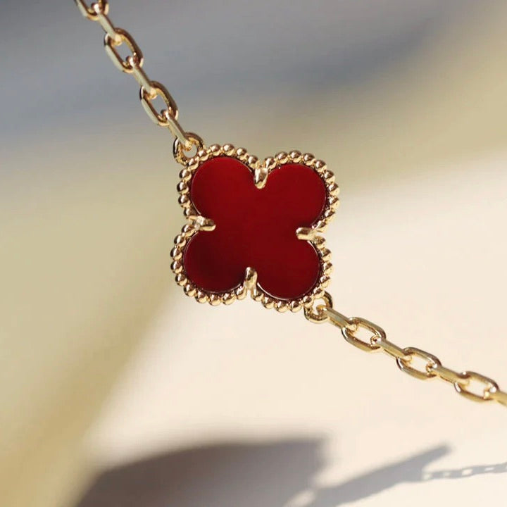 Mystic CLOVER 20 MOTIFS CARNELIAN NECKLACE