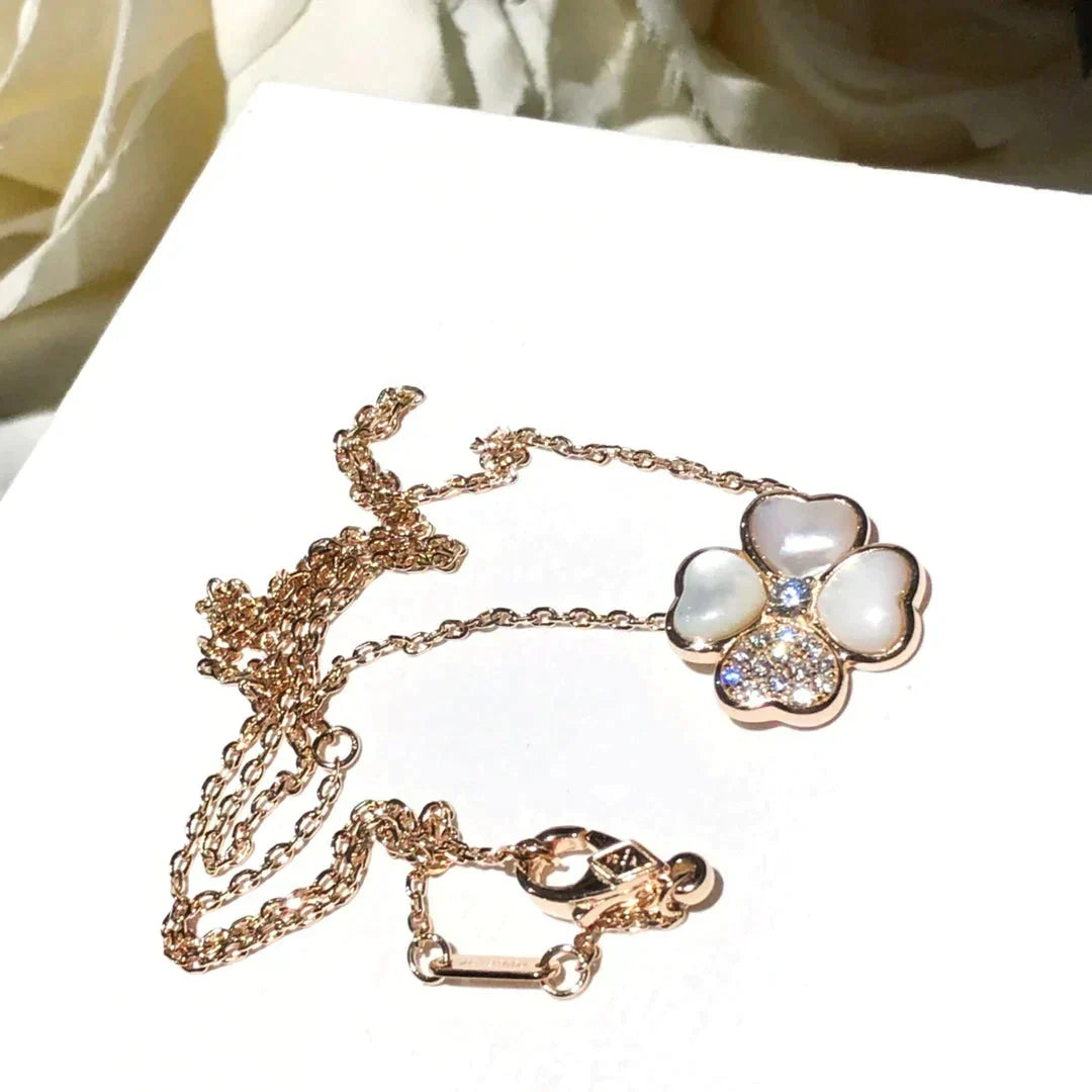 Mystic CLOVER MOP DIAMOND ROSE GOLD NECKLACE
