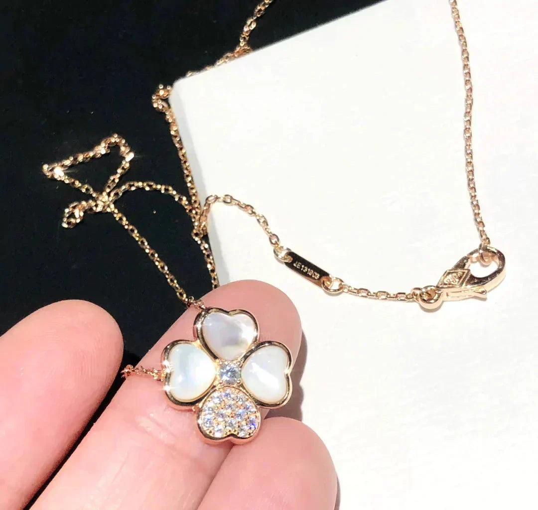 Mystic CLOVER MOP DIAMOND ROSE GOLD NECKLACE