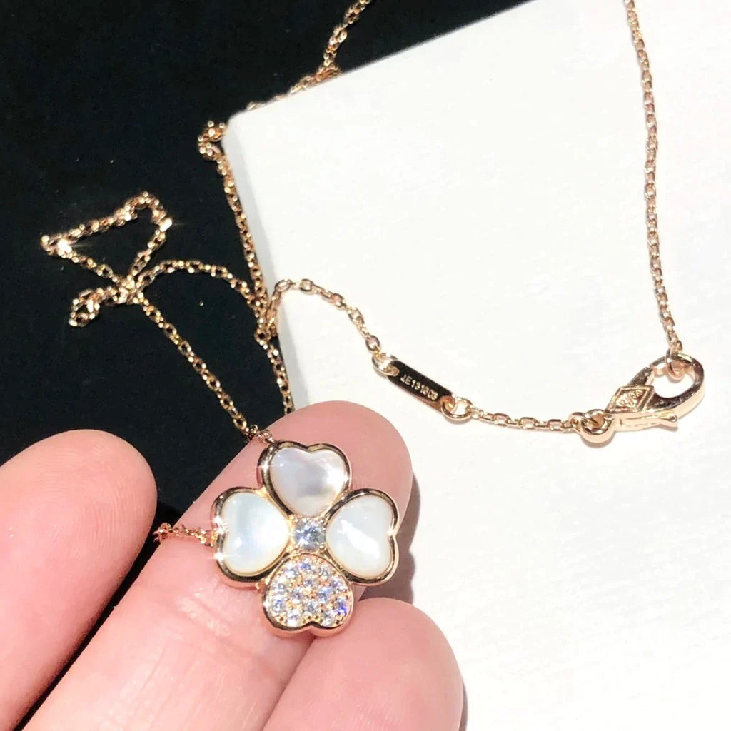 Mystic CLOVER MOP DIAMOND ROSE GOLD NECKLACE