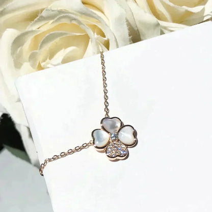 Mystic CLOVER MOP DIAMOND ROSE GOLD NECKLACE