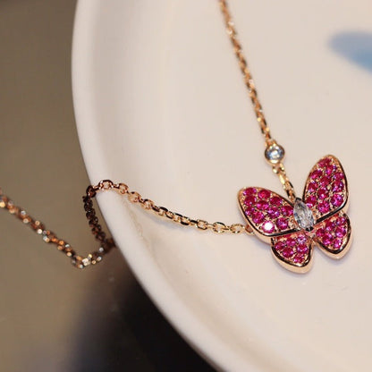 Mystic BUTTERFLY RED DIAMOND ROSE GOLD NECKLACE