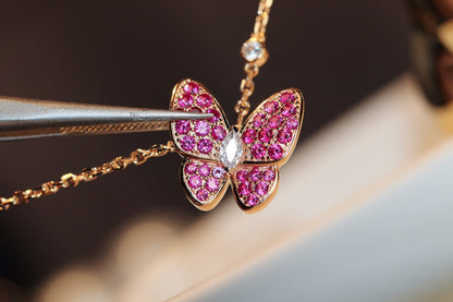 Mystic BUTTERFLY RED DIAMOND ROSE GOLD NECKLACE