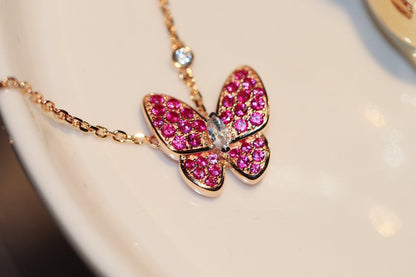 Mystic BUTTERFLY RED DIAMOND ROSE GOLD NECKLACE
