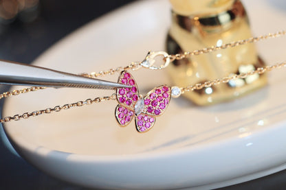 Mystic BUTTERFLY RED DIAMOND ROSE GOLD NECKLACE