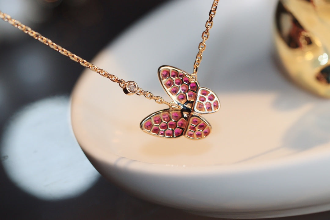 Mystic BUTTERFLY RED DIAMOND ROSE GOLD NECKLACE