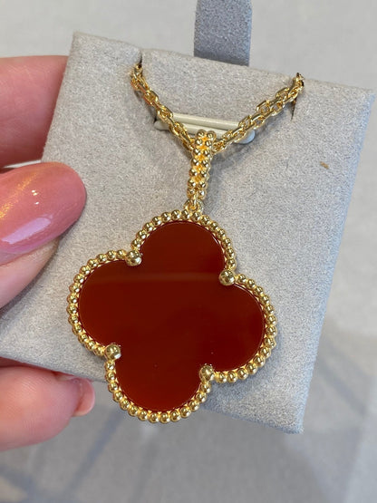Mystic CLOVER 25MM NECKLACE GOLD CARNELIAN