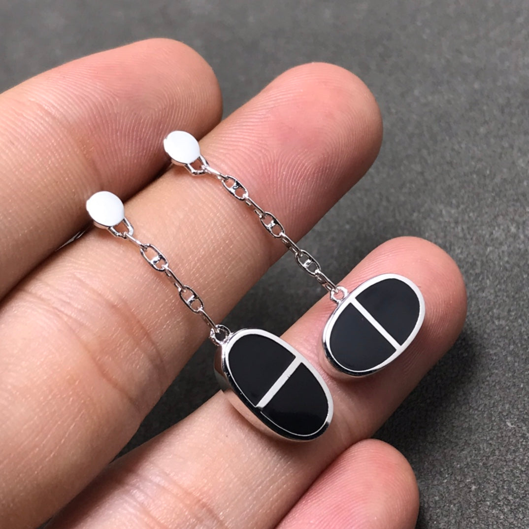 Mystic CHAINE VERSO BLACK CERAMIC SILVER EARRINGS